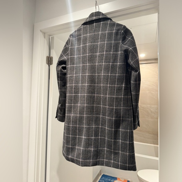 TWIK Long brown check wool brushed coat - Picture 2 of 3